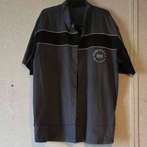 Gray Button-Up Biker Apparel Shirt